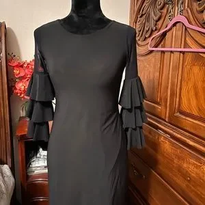 UDT FASHION | Dresses | Udt Fashion Navy Fluttersleeve Dress In Black Girls  Size 4 | Poshmark